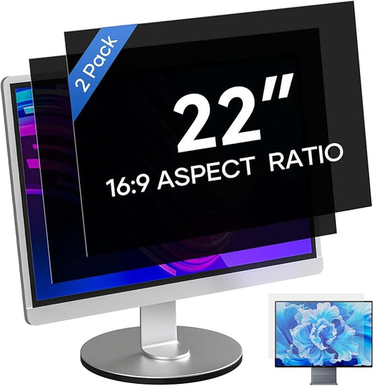 [2 Pack] 22 Inch Computer Privacy Screen for 16:9 Aspect Ratio Widescreen Monitor, Eye Protecting Anti-Glare Blue Light Display Screen Privacy Protection, Removable Anti-Scratch Coating