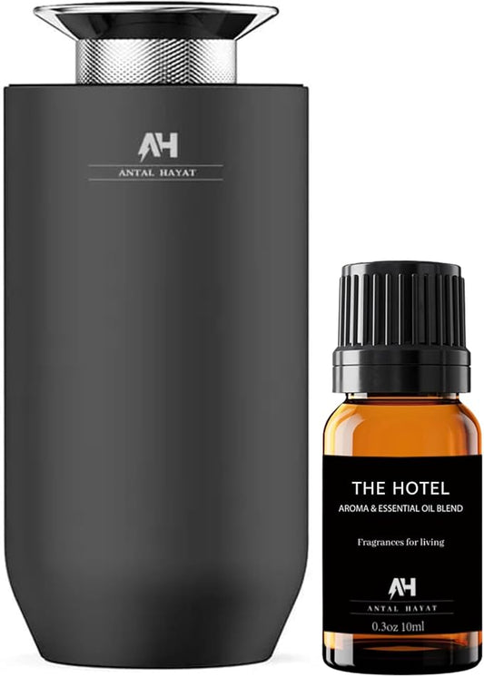 Car Diffuser Air Freshener with Hotel Scents Diffuser Oil - Three Adjustable Modes Intelligent Car Aroma Diffuser - Home Luxury Scents Refill - Rechargeable Waterless Diffuser for Home & Office