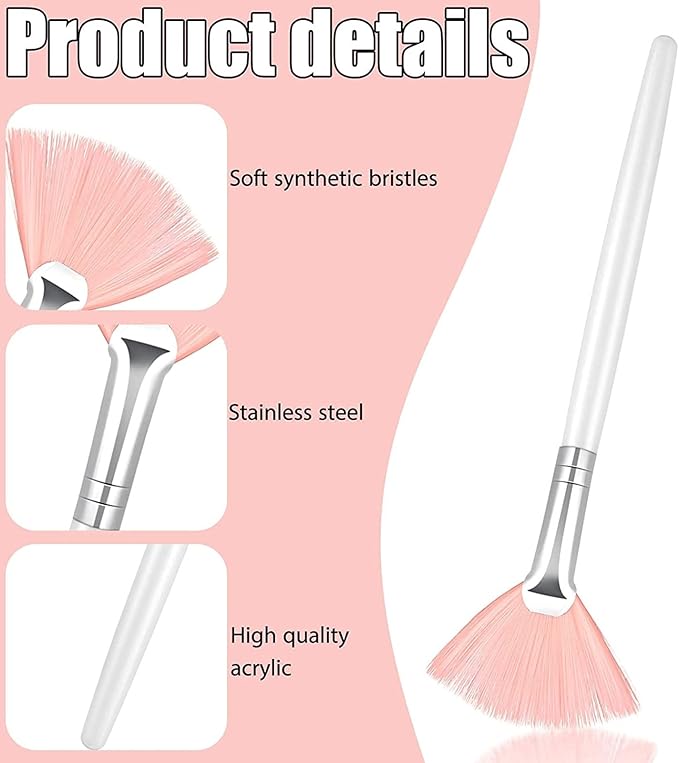 Patelai 14 Pieces Fan Brushes Applicator, Mask Brushes for Facial Makeup Tools for Face Cosmetic(White, Pink)