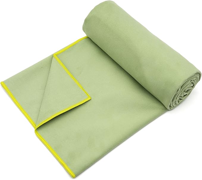 Eunzel Hot Yoga Towel Non Slip Yoga Mat Towel Non-Slip Sweat Absorbent Microfiber Towel for Hot Yoga, Pilates and Workout 72" x 26.5", Olive