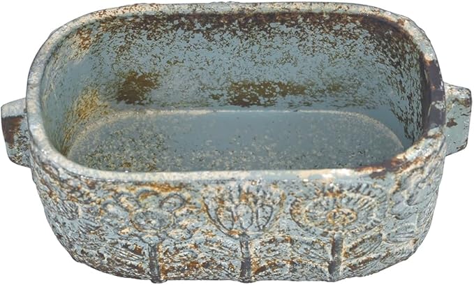 8 inch Blue Pots Planters Indoor Plants Succulent Pots Rectangle Window Box Cactus Plant Containers for Home Decor(No Drainage)