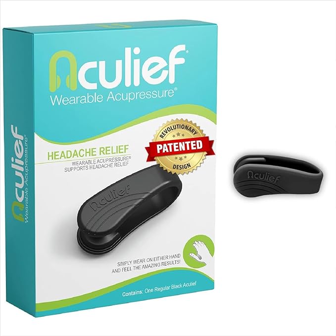 Aculief Wearable Natural Acupressure Support - Targeted Tension Management & Acupressure Tool - Discreet On-The-Go Comfort - Adjustable Fit for Daily Stress - X-Small, Black