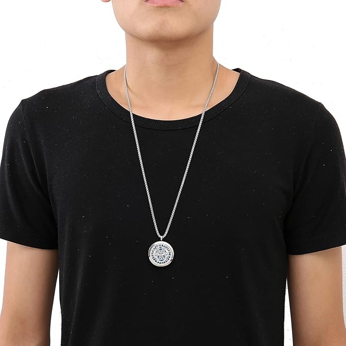 Supernatural Crow Runes Talisman Viking Amulet Aromatherapy Essential Oil Diffuser Locket Stainless Steel Perfume Necklace-Perfume, Fragrance, Scent Diffusers for Women