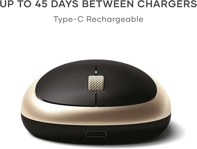 Satechi M1 Wireless Bluetooth Mouse, USB-C Rechargeable, Compact & Portable, for MacBook Air/Pro M4, iPad Air/Pro M4/M3, iPad mini, Mac mini, iMac & Windows - Gold