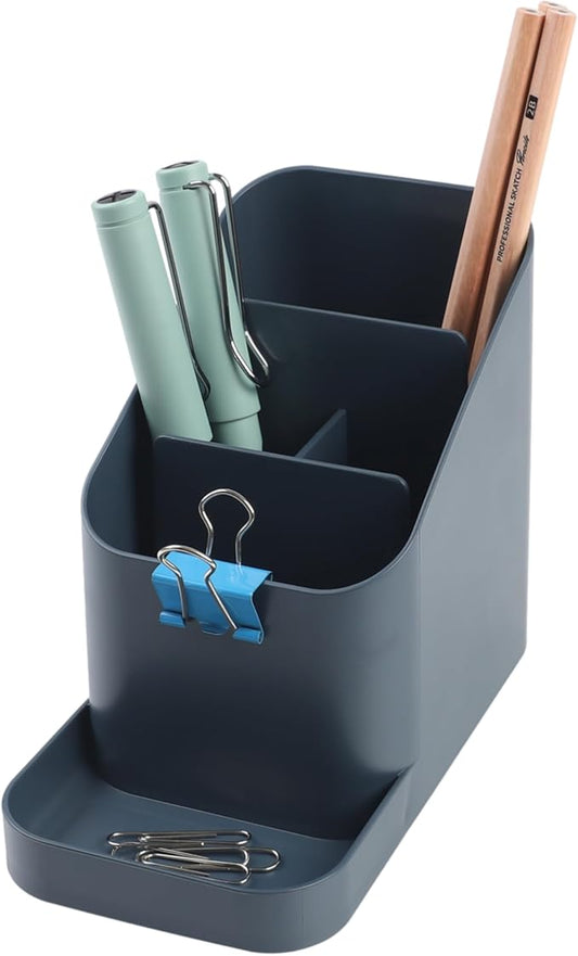 BLUE GINKGO Desk Holder – Korean-Made Office Organizer for Pencils, Pens, Notes, and Desk Supplies (Prussian Blue)