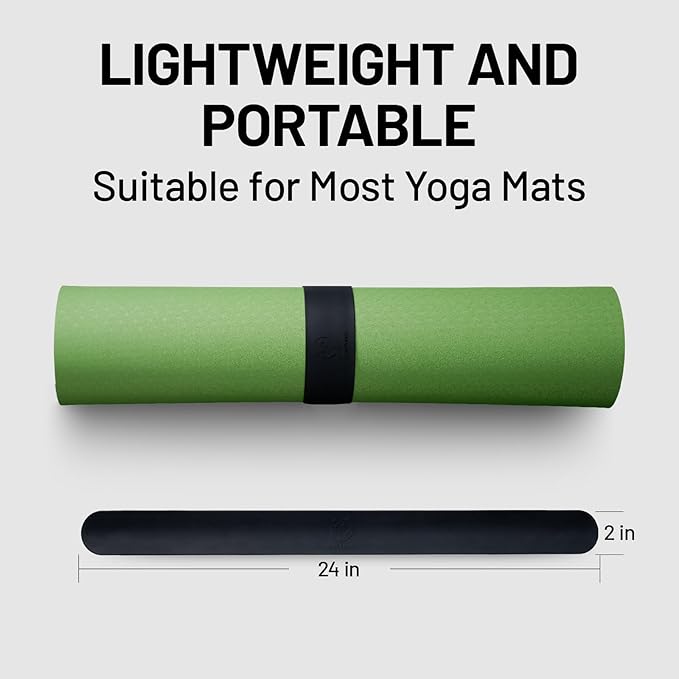Slim Panda Yoga Mat Strap Slap Band, One Snap Keeps Mats Tightly Rolled, Heavy-Duty Clasp Fits Most Size Mats(24" L X 2" W)