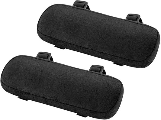 Office Chair Armrest Pads - Soft Memory Foam Armrests. Gaming and Work Chair Armrest Covers for Comfortable Elbows and Forearms to Relieve Pressure, Elastic, Black (Set of 2)