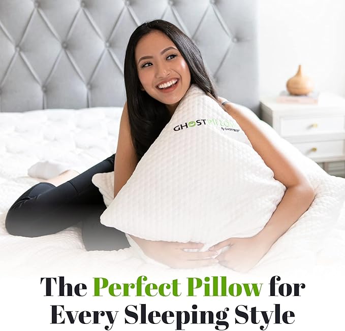 GhostBed Shredded Memory Foam Pillow with Adjustable Gel Memory Foam and Cooling Breathable Cover - King Size Shredded Memory Foam Pillows CertiPUR-US Certified 1-Pack