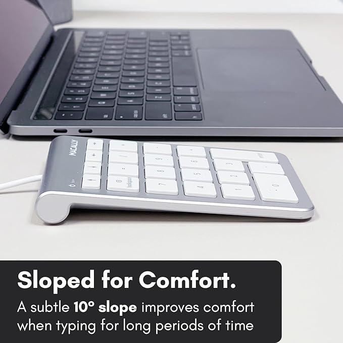 USB C Wired Number Pad for Mac - 10 Key USB Keypad, Type C Numeric pad, Number Keypad for Keyboard and Number Pad for Laptop, MacBook Pro/Air, iMac, and PC - 5ft Cable Numpad - Silver Keypads