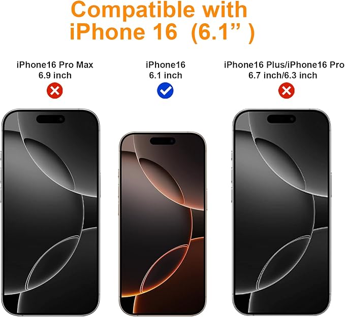 OneFish Screen Protector for iPhone 16, HD Clear, Full Edge Coverage 6.1",Scratch Resistant, Bubble Free, Easy Installation, Auto Dust-Elimination, 2 Pack