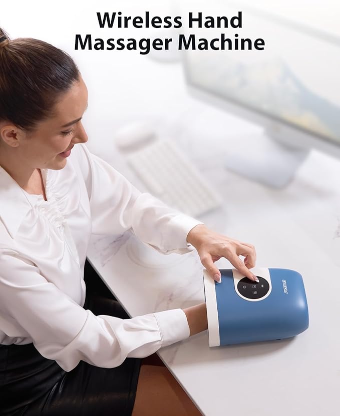 CINCOM Upgraded Hand Massager with Heat and Compression for Arthritis and Carpal Tunnel - Cordless & Rechargeable, Gifts for Women