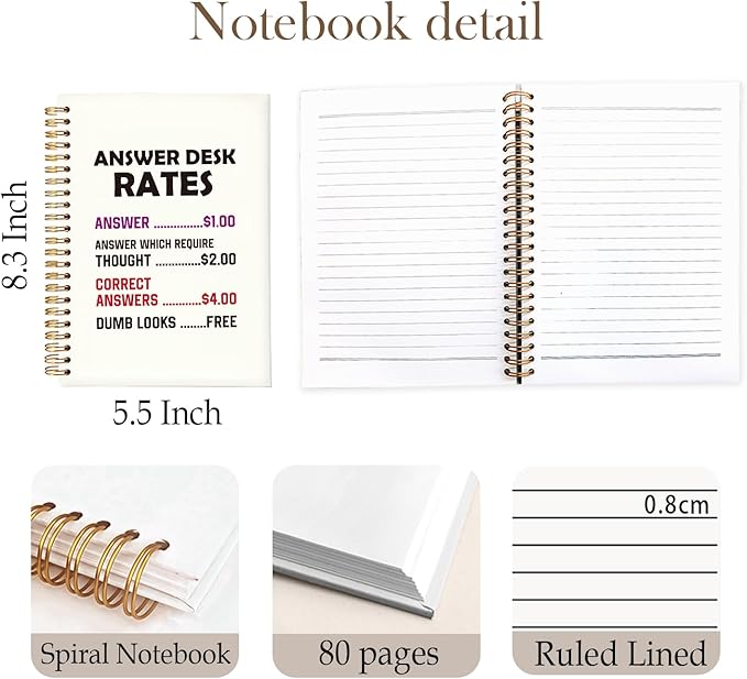 Answer Desk Rates Funny Notebooks for Work, Work Notebooks for Note Taking, Work Journal, Funny Office Supplies, Funny Office Gifts for Coworkers, 5.5x8.3 Inch