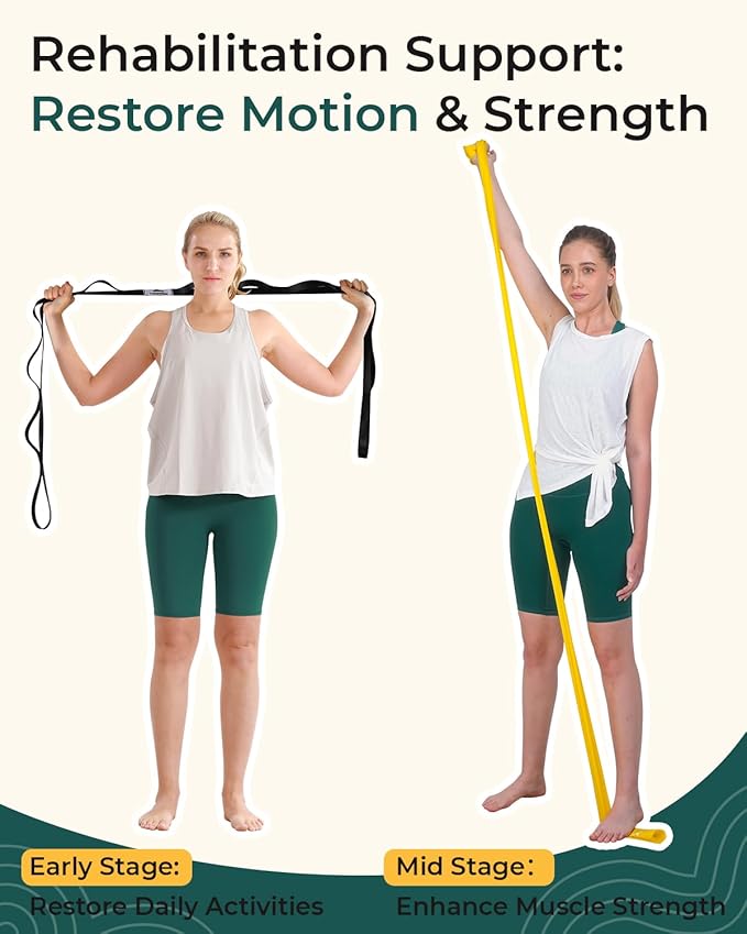 Trideer Stretching Strap & 3PCS Resistance Bands Set – Non-Elastic Stretch Strap & Elastic Bands for Safe Stretching, Mobility, Physical Therapy, Rehab, Recovery, Yoga & Home Exercise