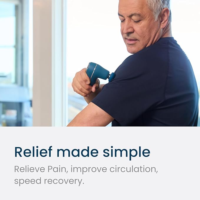 MyoLite Percussion Massage Gun - Deep Tissue Muscle Relief, Quiet & Portable, Cordless with 4 Attachments and Travel Case (Nobol Blue)