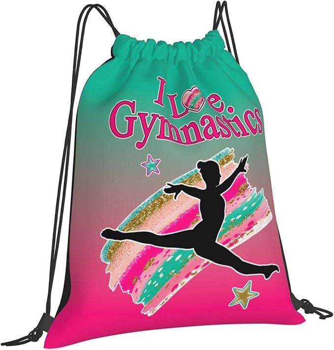 Gymnastics Drawstring Bags For Women Gymnast Drawstring Backpack Water Resistant String Bag Sports Gym Bag