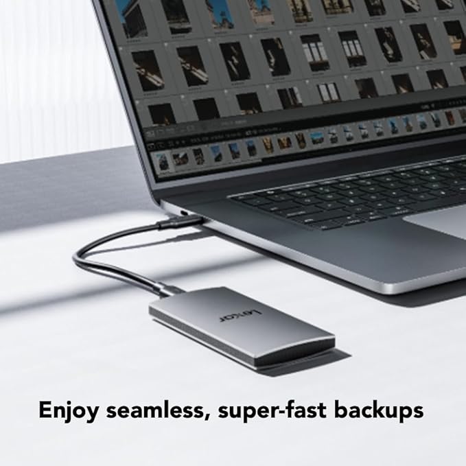 Lexar 2TB ES3 External SSD, Up to 1050MB/s Read, Storage Expansion, Compatible w/USB-C Smartphones, iPhone 15/16, PC, Mac, Tablets, Sleek & Sturdy Design, Silver (LES3XXX002T-RNSAU)