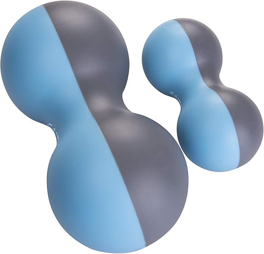 Peanut Massage Ball Set,Oversized & Standard 2-Pack,Deep Tissue Roller for Back, Neck,Legs & Shoulders,Trigger Point & Myofascial Release,Pain Relief,Unique Dual-Color Design Blue Grey-Stylish & Rare