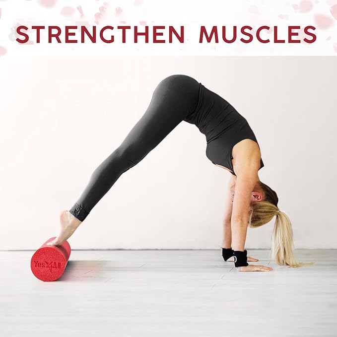 Yes4All Medium Firm Round PE Foam Roller 12, 18, 24, 36 Inches for Pilates, Yoga, Stretching, Balance & Core Exercises