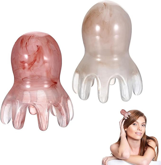 2 Pcs Octopus scalp massager, Portable scalp scrubber massage tool Headache and Stress Relief, silicone hair head massager scalper Acupressure Comb, Deep Relaxation acupressure tool Home Office