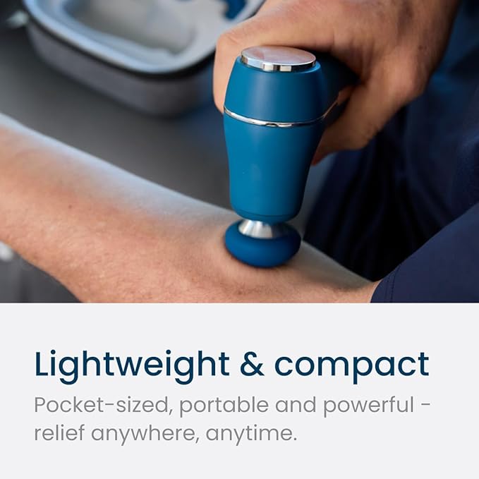 MyoLite Percussion Massage Gun - Deep Tissue Muscle Relief, Quiet & Portable, Cordless with 4 Attachments and Travel Case (Nobol Blue)