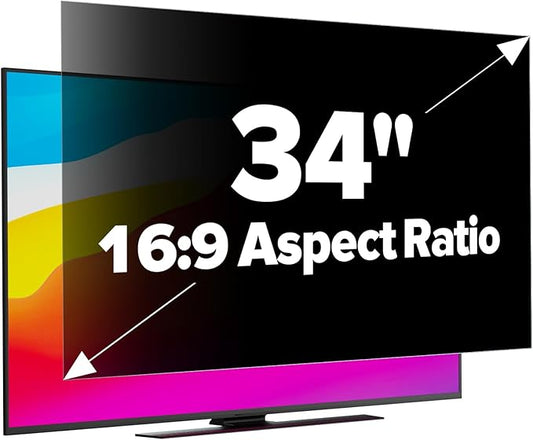 Upgraded HD Computer Privacy Screen 34 inch, Monitor Privacy Screen for 21:9 Widescreen Removable Anti Glare Computer Shield Cover and Blue Light UV-Blocking Filter