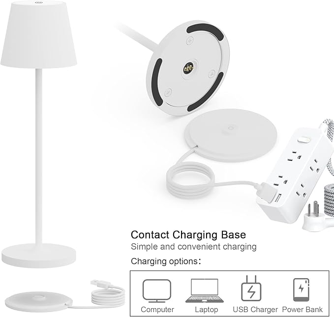 Ralaby IP54 Cordless Table Lamps Portable Rechargeable Battery Operated Lamp, Modern Aluminum Dimmable Indoor/Outdoor Cordless Desk Lamp for/Restaurant/Bar/Cafe/Bedroom (2 Pack,White,4800mAh)