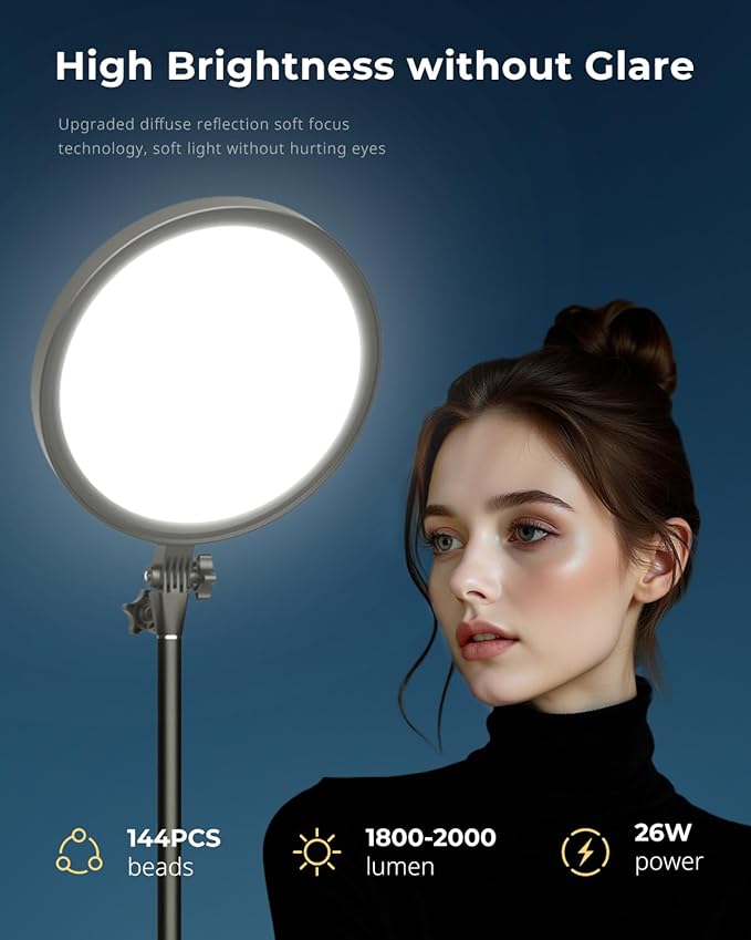 Aureday 12” Selfie Ring Light with Stand, Overall 79” Tall Ringlight Stands with Remotes and Phone Holder, Professional Floor Stand Light Ring for Video Recording/Live Stream/TikTok/Photography/Barber