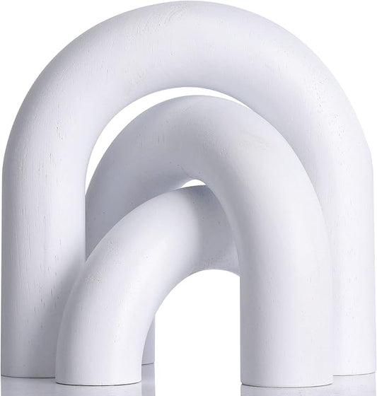 XMGZQ White Wood Arch for Coffee Table Decor Items,Wood Statue and Sculpture Set 3,Japanese Neutral Home Decor Aesthetic,Living Room,Entryway,Bookshelf,Floating,Console,Boho Minimalist Objects