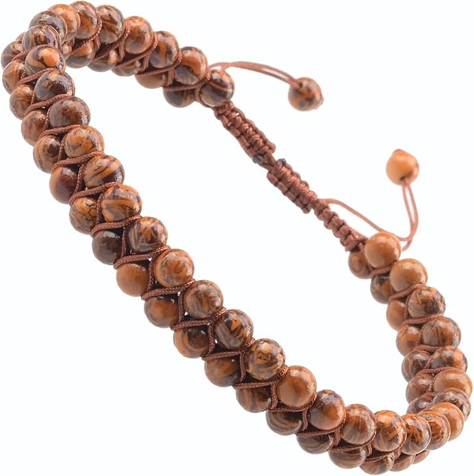MASSIVE BEADS Double Layer Natural Chakra Healing Power Crystals Macrame Bracelet Yoga Stone Beads Gemstone Meditation Relax Anxiety Bangle for Unisex Women Men