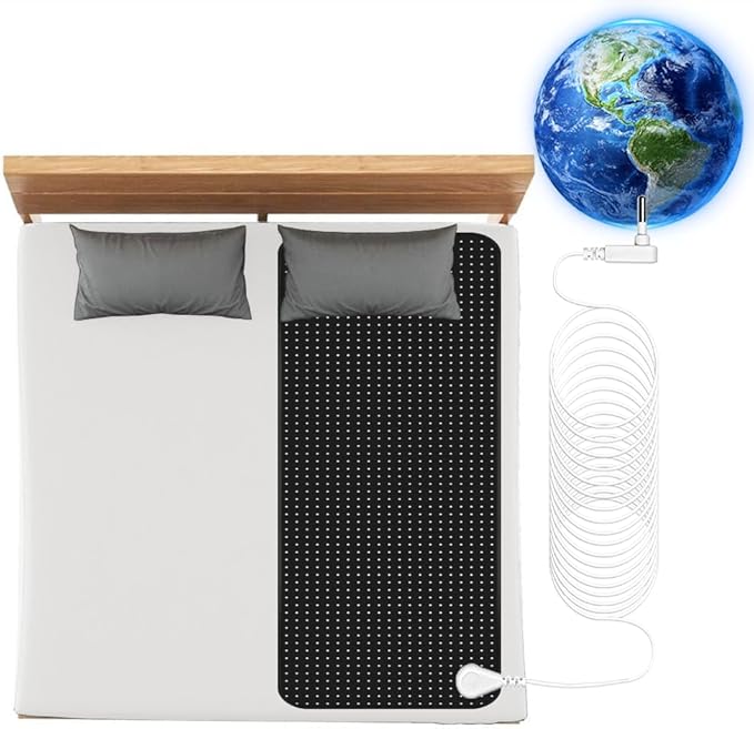 Grounding Mat for Bed Grounding Pad for Better Sleep Energy Wellness Grounding Bed Mat Carbon Fiber and PU with Grounding Cord 27"x78"