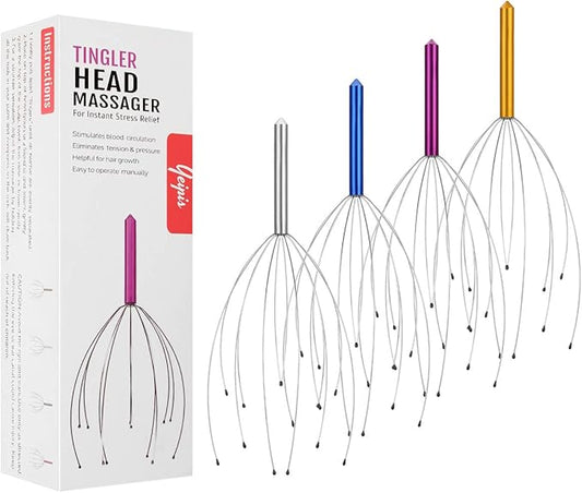 4 Pack Scalp Massagers, Handheld Head Massage Tingler, Scratcher for Deep Relaxation, Hair Stimulation and Stress Relief Christmas Gift