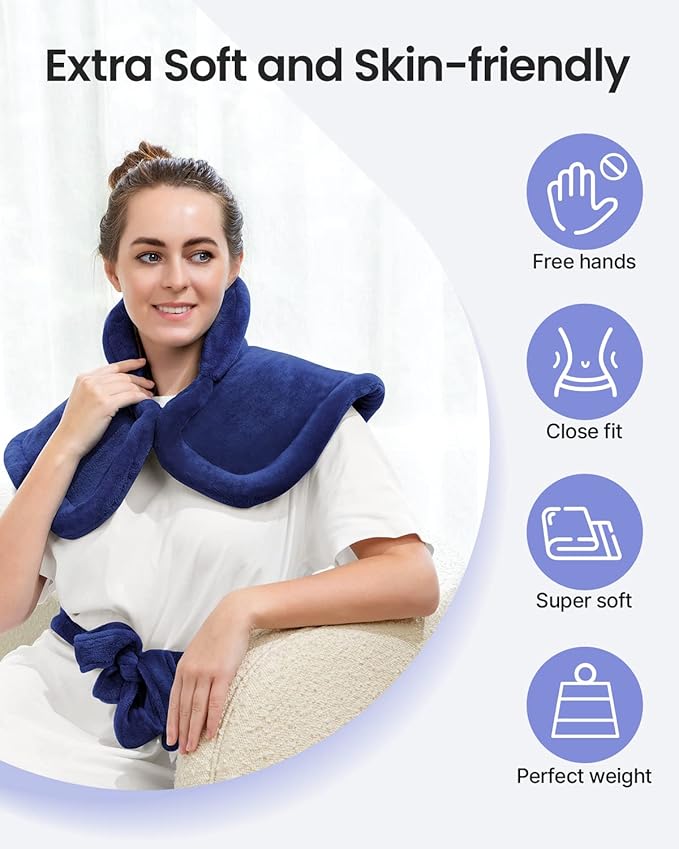 RENPHO Back Heating Pad for Back Pain Relief, Birthday Christmas Gifts for Women Men Mom Dad Grandma, FSA Eligible, Neck and Shoulder Heat Pad, Auto Shut Off, ETL Certified, 24"x33", Dark Blue