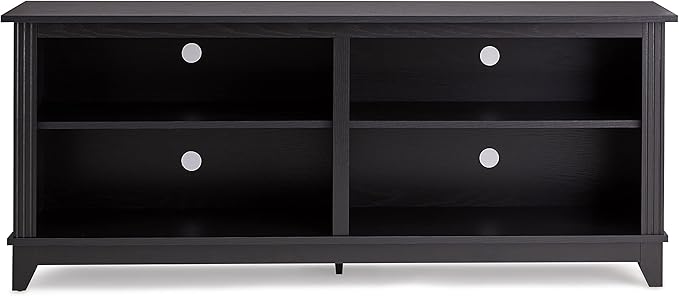 ROCKPOINT 58inch TV Stand Media Console for TV’s up to 65 Inches, Home Living Room Storage Console, Entertainment Center with 4 Open Storage Shelves, Modern TV Console Table (Black)
