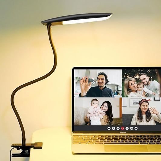 Clip on Lamp USB Reading Light 3 Color Modes 3000-6000K and 10 Brightness 8W 40 LED Flexible Gooseneck Desk Light Clip on Lamp for Desk Eye Caring Bed Lamp for Headboard (No Plug)