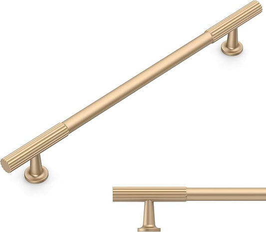 Amerdeco 10 Pack Champagne Gold Cabinet Pulls 10 Inch(254MM) Hole Centers Kitchen Cabinet Handles Hardware for Cabinets Cupboard Handles Drawer Pulls ZH0071