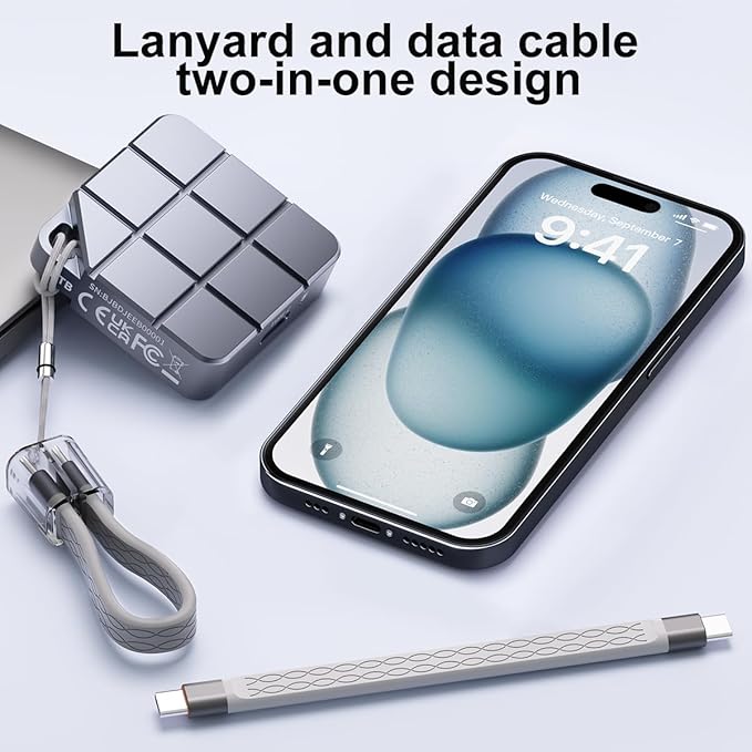 MAIWO Portable SSD 2TB External Solid State Drive, USB 3.2 GEN 2 Type-C Up to 1050MB/s, Mini NVMe SSD with 4K ProRes Videos for iPhone iPad MacBook macMini PS5, Aluminum (Grey)