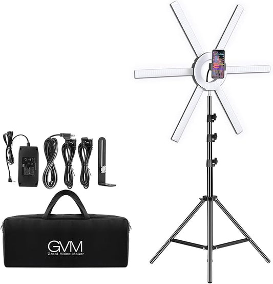 GVM Great Video Maker 600S LED Ring Light, 90W Dimmable Led Video Light Kit with Detachable Light Bars, Photography Lighting Led Video Lighting Kit for Live Broadcast, YouTube, CRI 97+ 3200K-5600K