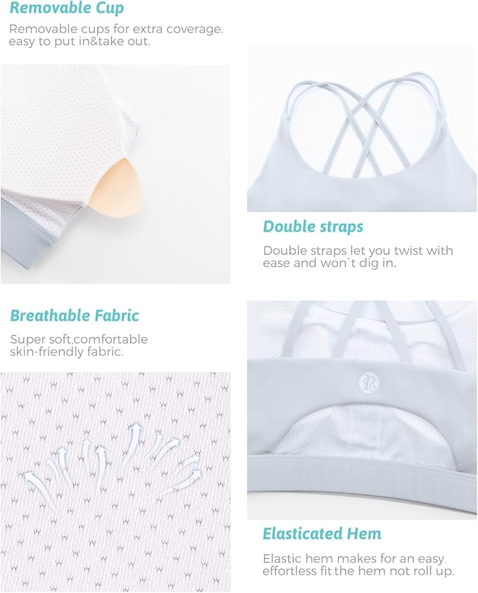 RUNNING GIRL Sports Bras for Women,Padded Sports Bra Tank Top Sexy Crisscross Back High Impact Longline Workout Yoga Bra