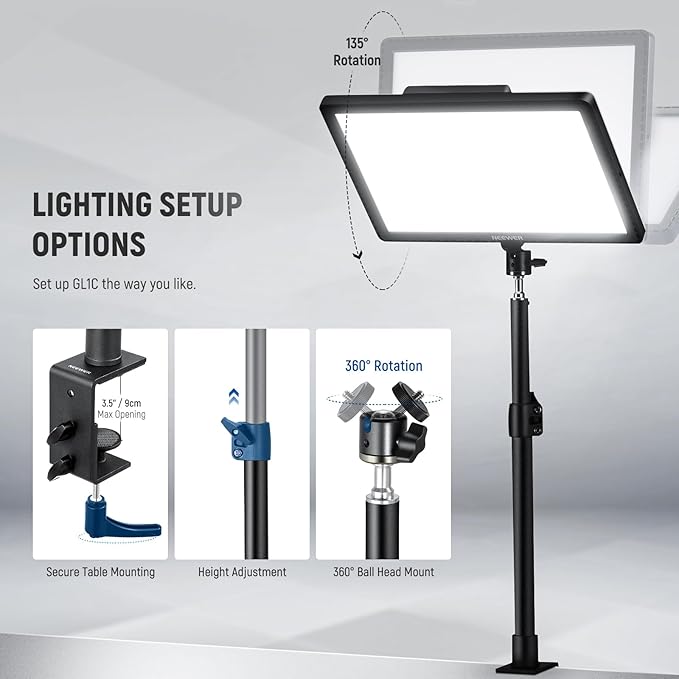 NEEWER GL1C RGB 15.5" Key Light, 48W Edge Lit Soft LED Video Panel Streaming Gaming Lighting with 2.4G PC/Mac iOS/Android APP/WiFi/Stream Deck Control, Touch Bar, 2900K-7000K, Music Sync, 18 Scenes