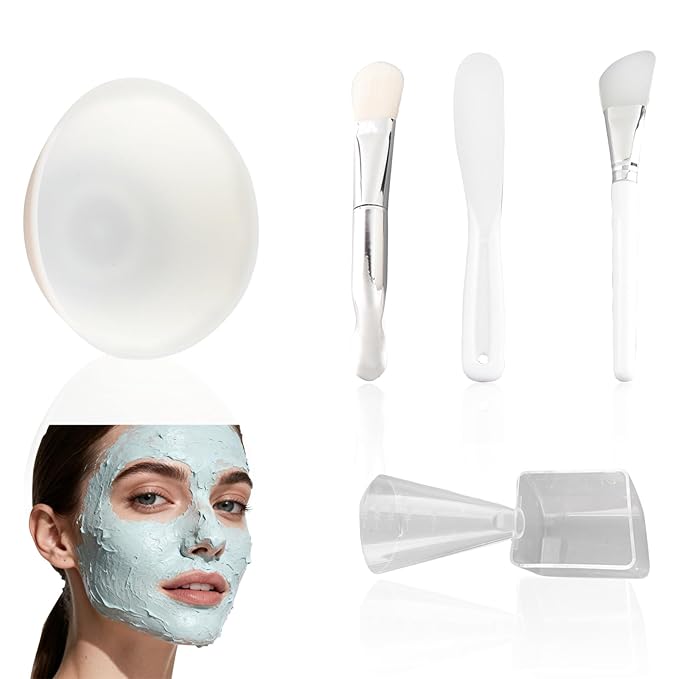 Face Mask Mixing Bowl Set, DIY Silicone Face Mask Applicator Brush and Spatula Set, Face Mask Bowl and Brush Kit for Skincare, Facial Spa, Mask Making at Home or Travel