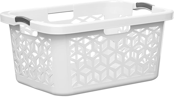 EconoHome Laundry Basket - Large 2 Bushel Laundry Basket with Handles - Stackable Plastic Hamper for Dirty Clothes - Storage Bin & Organizer for Bathroom, Bedroom - White, 70.5L Capacity – Heavy Duty