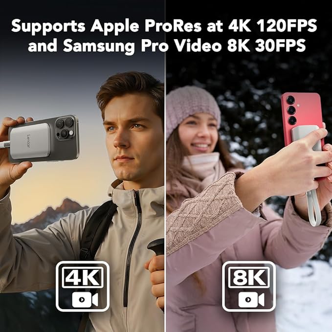 Lexar 1TB ES5 Magnetic External SSD, Up to 2000MB/s, Compatible w/MagSafe, USB-C Smartphones, iPhone 15/16 or Above, PC, Mac, Supports Apple ProRes & Samsung Pro Video, Silver (LES5XXX001T-RNWNU)