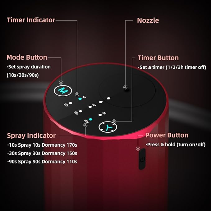 Waterless Essential Oil Diffuser Aromatherapy Scent Diffusers for Home Large Room, Bedroom, Car, Office, Desk, Battery Operated Mini Portable Air Freshener (red)