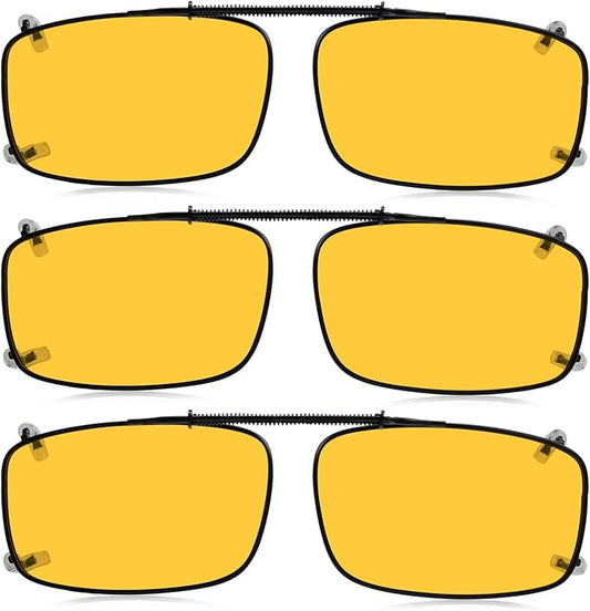 Eyekepper 3-pack Polarized Clip on Sunglasses With Spring Draw Bar Grey/Brown/Green Lens 54 * 34MM