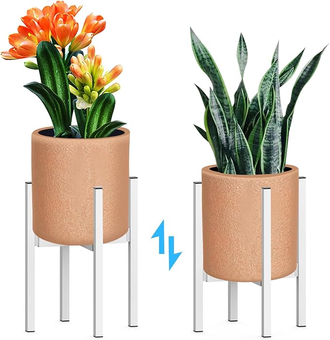 Heavy Plant Stand for 10"-16" Plant Pot Indoor Outdoor Corner, Adjustable Metal Heavy Duty for Large Pot (White 1 Pack)