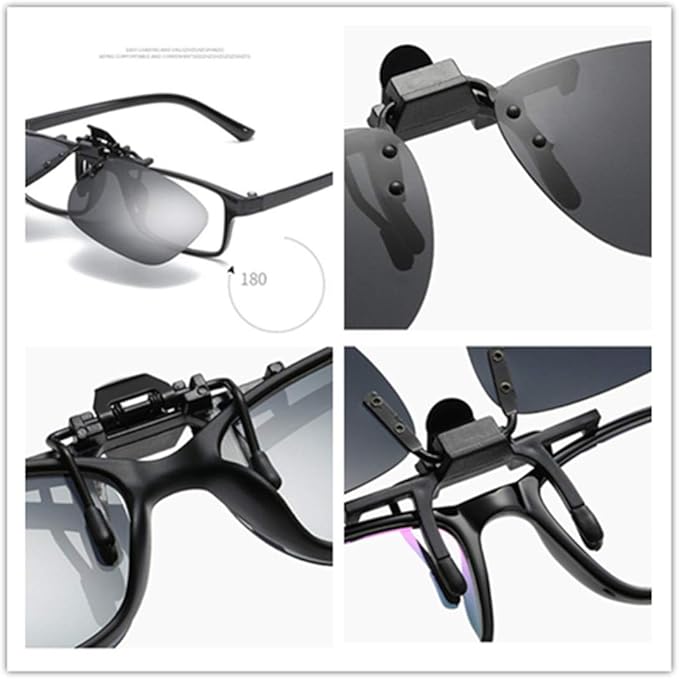 Clip on Flip up Polarized Lens For Prescription Glasses UV Protection Sunglasses (Clear lenses not Polarized)