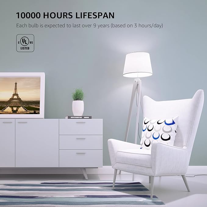 LE LED Light Bulbs 60 Watt Equivalent, 9W 800 Lumens Non-Dimmable, Daylight White 5000K, A19 E26 Standard Medium Base, 10000 Hour Lifetime 5 Count (Pack of 1)