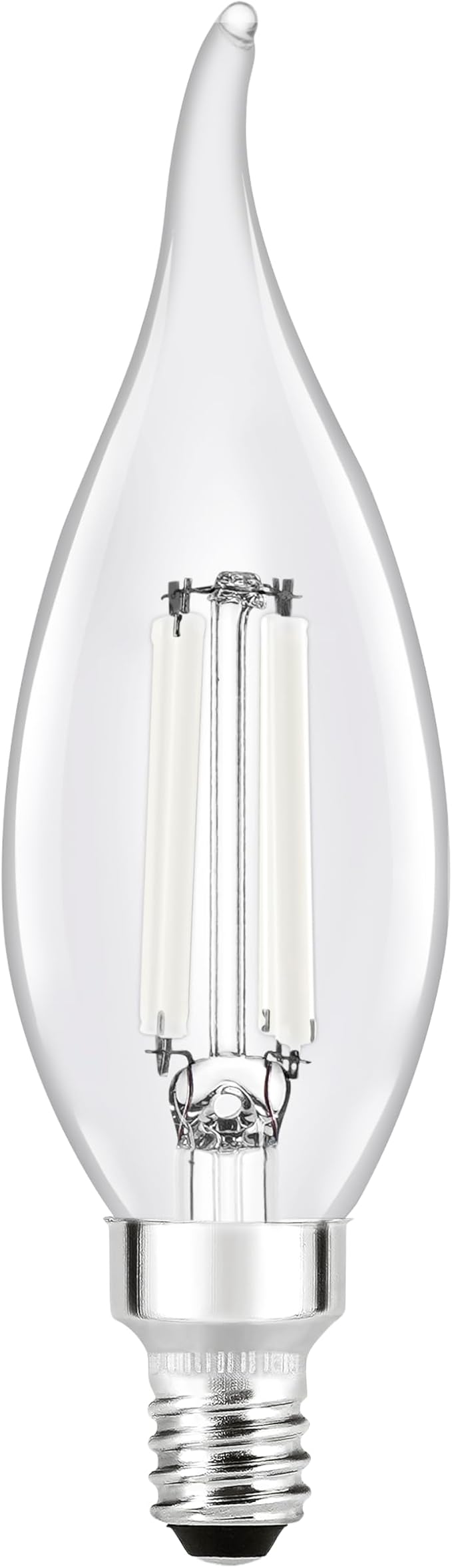 Sylvania B10 Clear LED White Filament Bulb, 6W, Dimmable, 650 LMS, Candelabra Base, 2700K, Soft White - 2 Pack (42260)