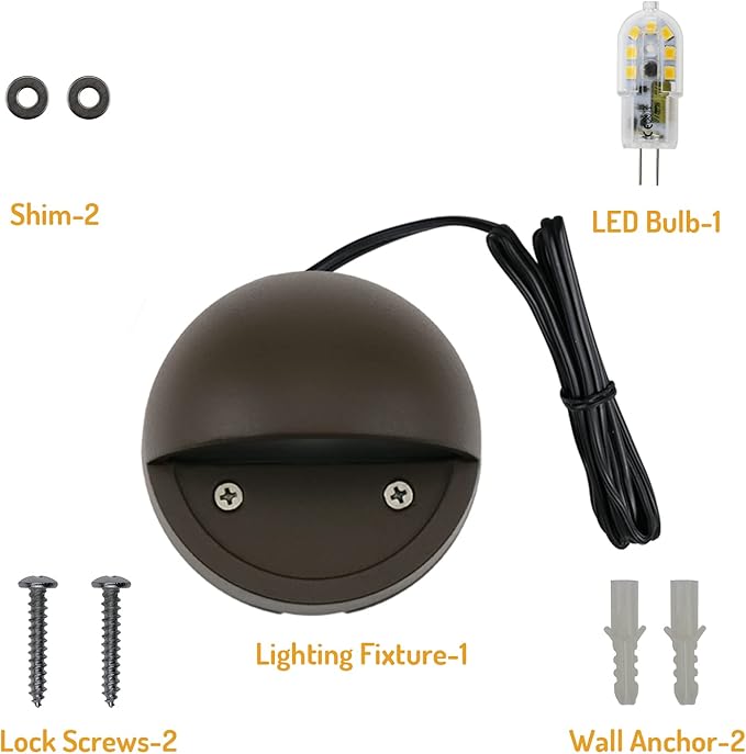 2W LED Deck Lighting Low Voltage Deck Lights Landscape Lighting Landscape Lights Outdoor Replaceable G4 LED Bulb 3000K Aluminum housing for Stair,Pathway,Walkway,Deck, Step,Yard Bronze, Pack of 10