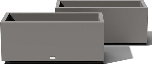 Veradek Block Series Long Box Planter - Large Rectangular Planter for Indoor or Outdoor Patio/Porch | Durable All-Weather Use with Drainage Holes | Modern Décor for Tall Plants, Flowers or Shrubs